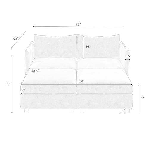 Modular Storage Sectional Sofa with Movable Ottomans, U-Shaped Chenille U839651