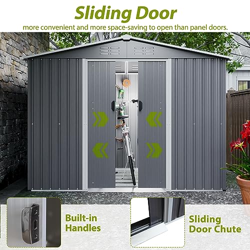 Outdoor Storage Shed, Heavy-Duty All-Weather Tool Shed with Lockable Doors C3585