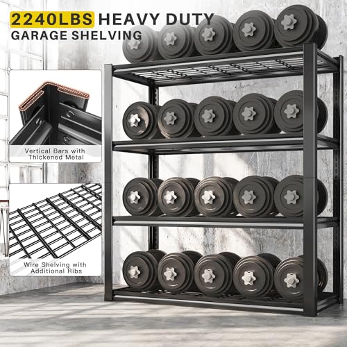 40" W Garage Shelving 2240 LBS Storage Shelves Adjustable Metal Heavy Duty 4 Tier R5651