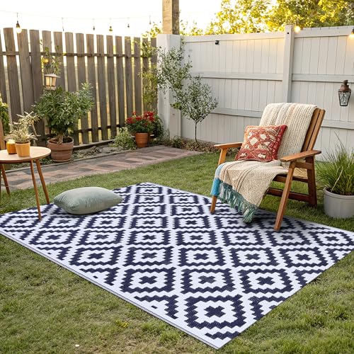 Waterproof Outdoor Rug 5x8 ft, Reversible Plastic Straw Patio Mat Z2613