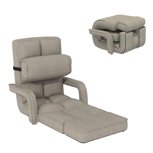 Folding Floor Chair with Adjustable Backrest, Portable Recliner Seat for Adults N6716