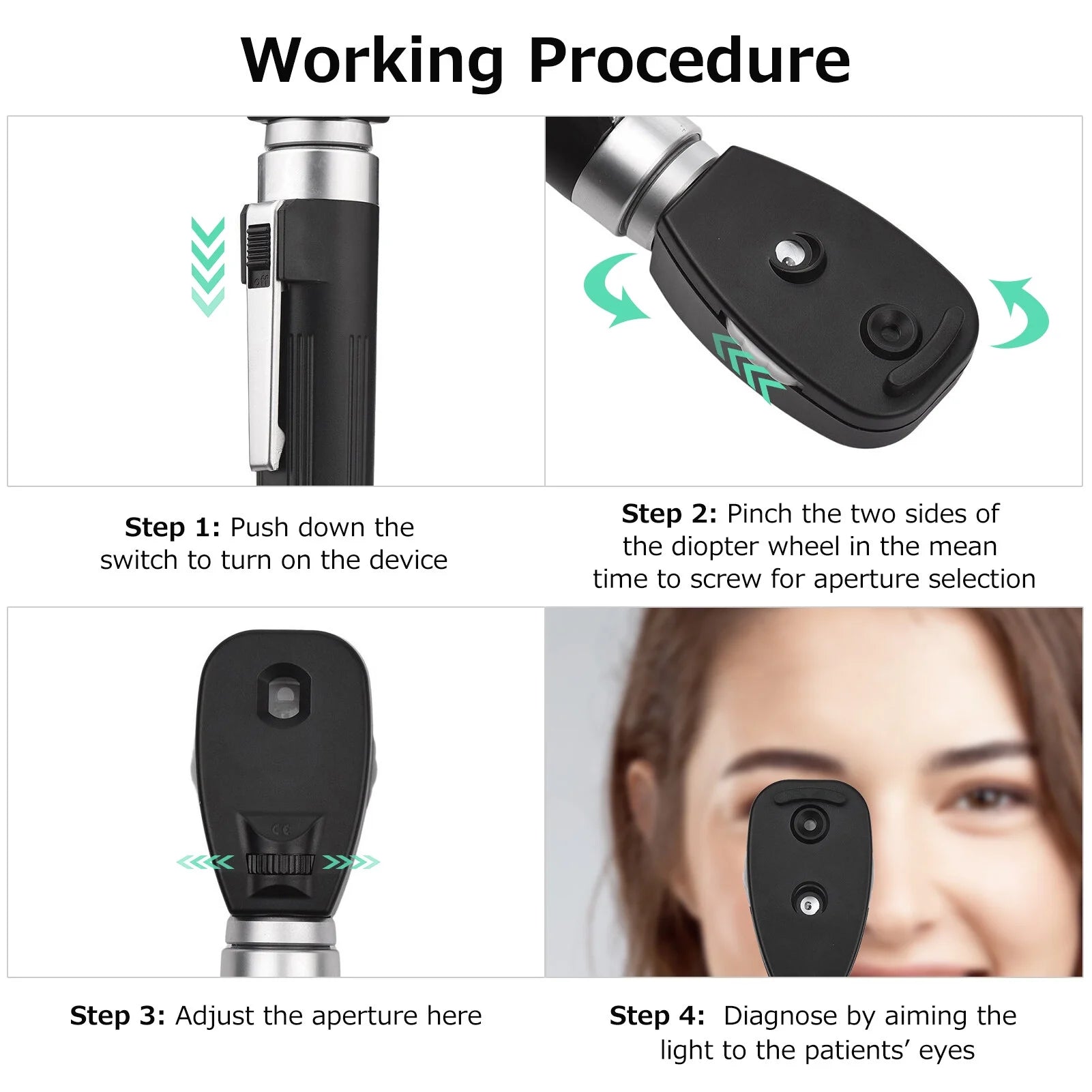 Handheld Ophthalmoscope with 5 Apertures F69636