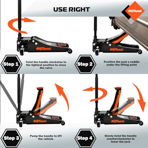 Low Profile Floor Jack 3 Ton with Dual Pistons Quick Lift Pump Q24137