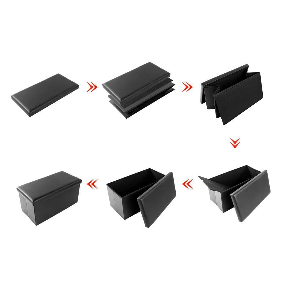 Faux Leather Folding Footstool with Storage L854