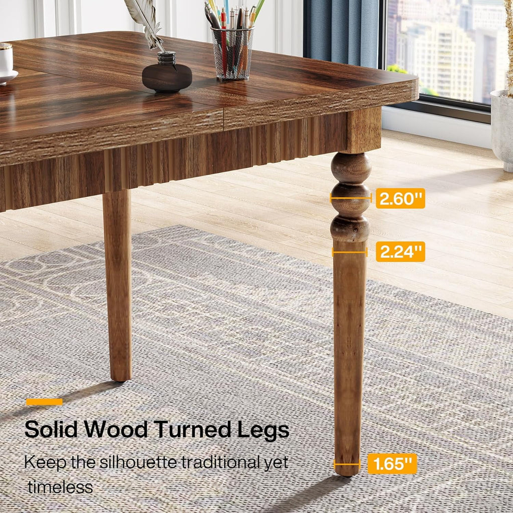 63-Inch Executive Desk with Solid Wood Legs for Home Office Y55396