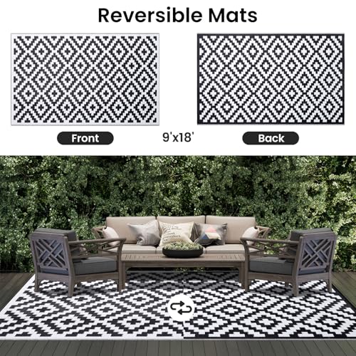 Waterproof Outdoor Rug 5x8 ft, Reversible Plastic Straw Patio Mat Z2613