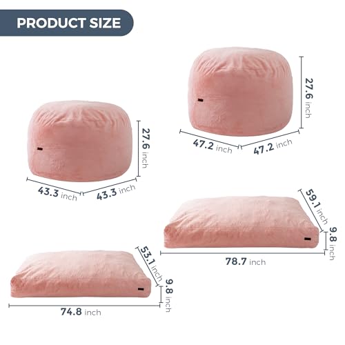 Giant Bean Bag Chair Bed for Adults, Convertible Floor Sofa Mattress R473823