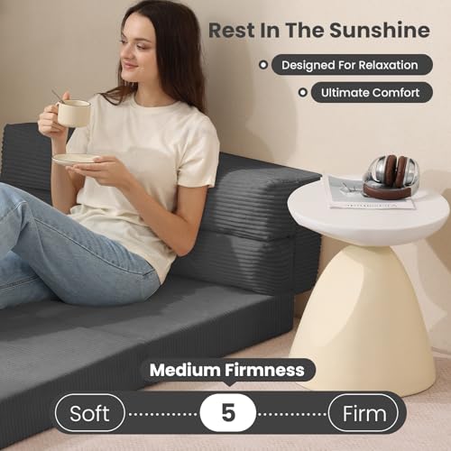 Folding Sofa Bed, Convertible Sleeper Chair with Pillow, Grey P767597
