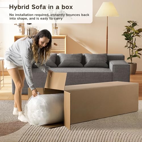Small Sofa Loveseat with 2 Pillows, Cat-Scratch Resistant Linen, Grey K916760