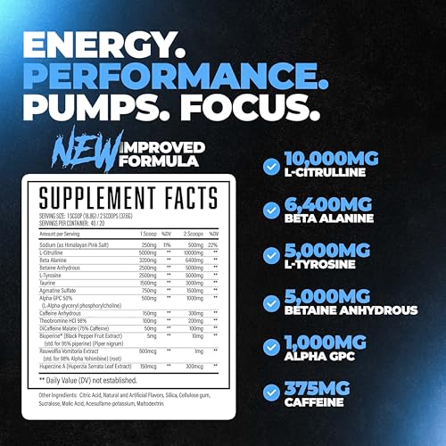 Pre Workout, Advanced Formula, Boosts Energy, Focus & Performance B1952