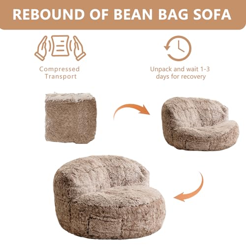Giant Faux Fur Bean Bag Chair for Adults with Filler T74545