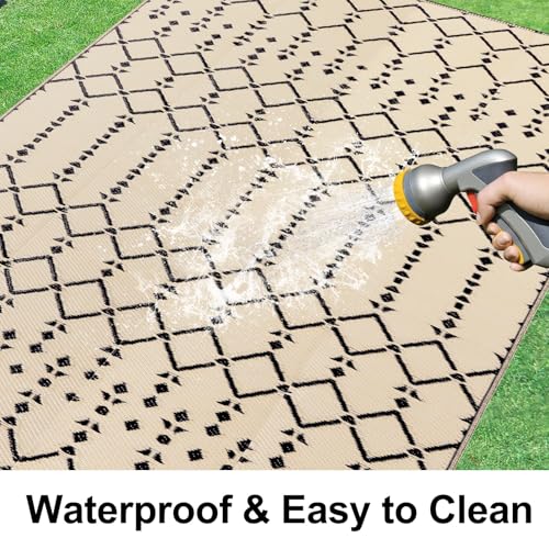 Waterproof Outdoor Rug 5x8 ft, Reversible Plastic Straw Patio Mat Z2613