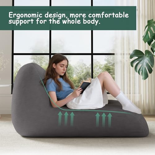 Unicorn Bean Bag Chair for Kids with Filler, Corduroy Floor Lounger, Pink W9694