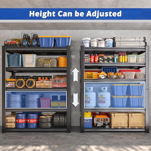 Heavy Duty Metal Shelving 5 Tier Adjustable Storage Shelves, 72" H x 35.5" W x 16" D, Black D96275