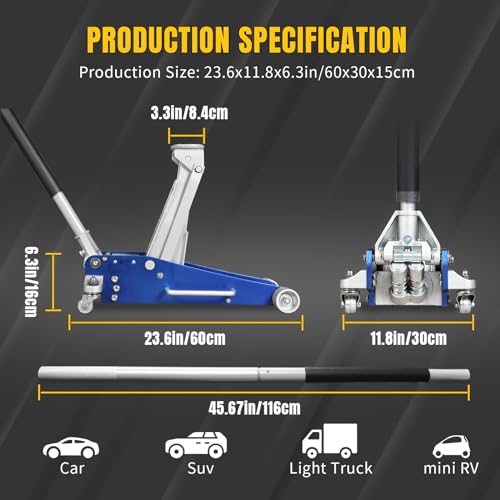 2.5 Ton Trolley Jack with Carrying Case Hydraulic Low Profile Floor Jack for Cars C877326