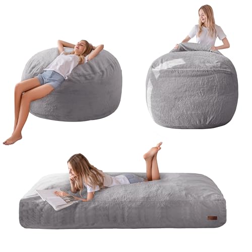Giant Bean Bag Chair Bed for Adults, Convertible Floor Sofa Mattress R473823