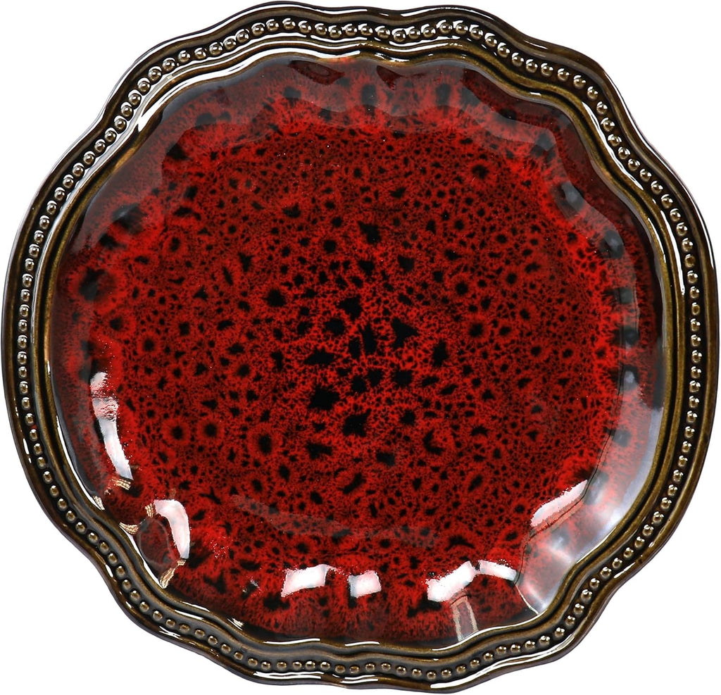 6 Piece Stoneware Dinner Plate Set Red X4106