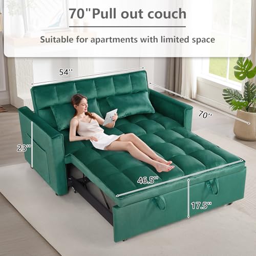 Convertible Sleeper Sofa Bed with Pull-Out Bed and Adjustable Backrest V521