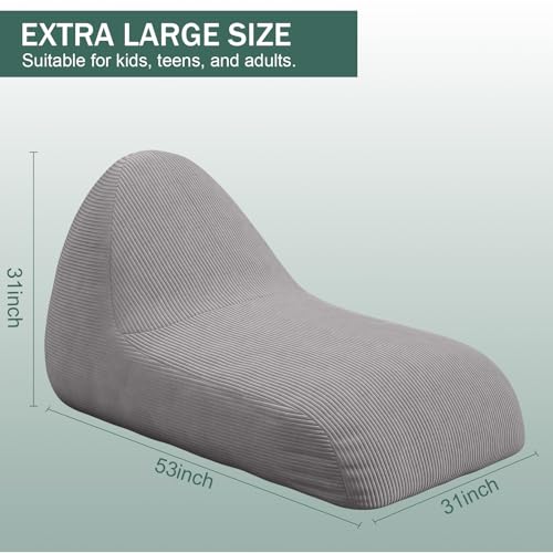 Unicorn Bean Bag Chair for Kids with Filler, Corduroy Floor Lounger, Pink W9694