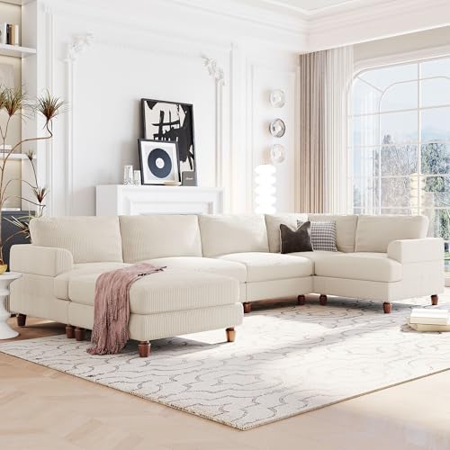 Modular Sectional Sofa with Ottoman, U-Shaped Lounge Couch H930