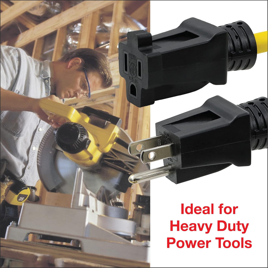 Heavy Duty Outdoor Extension Cord 50 ft, Weather Resistant, 3 Prong Grounded Plug I50867