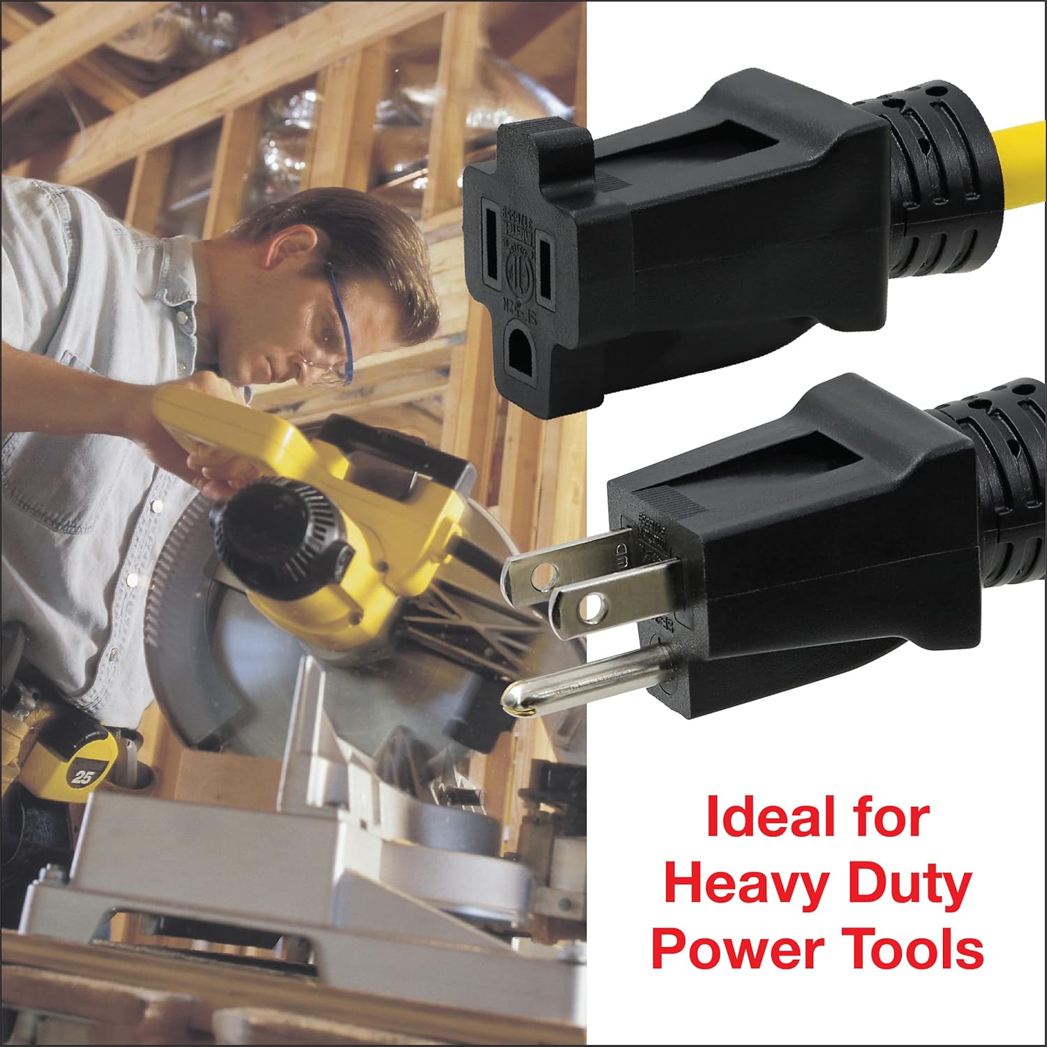 Heavy Duty Outdoor Extension Cord 50 ft, Weather Resistant, 3 Prong Grounded Plug I50867