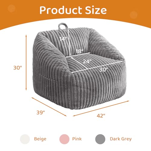 Giant Bean Bag Chair for Adults and Kids, Floor Sofa, Grey D679
