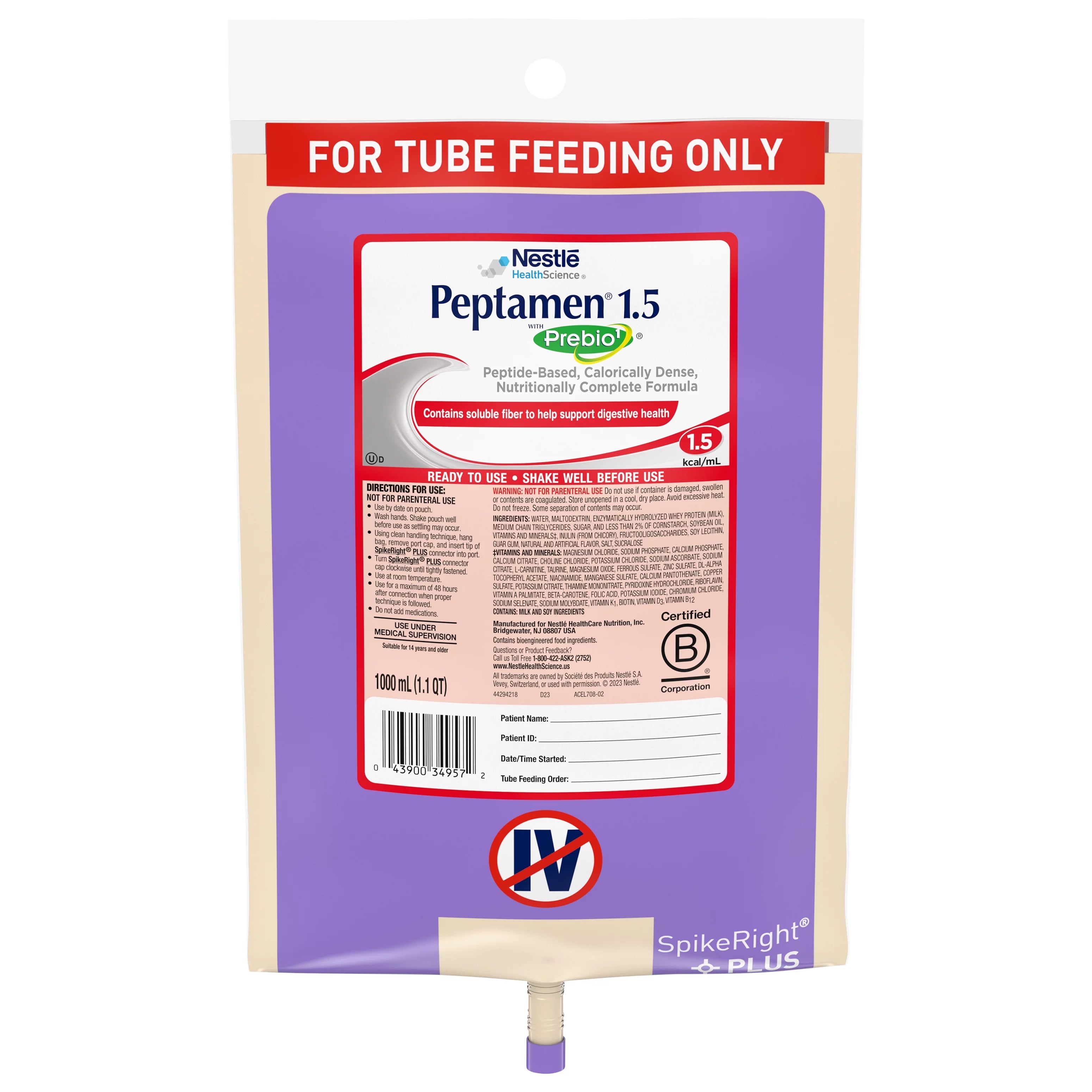 Tube Feeding Formula, 33.8 oz. Ready to Hang Bag L7303