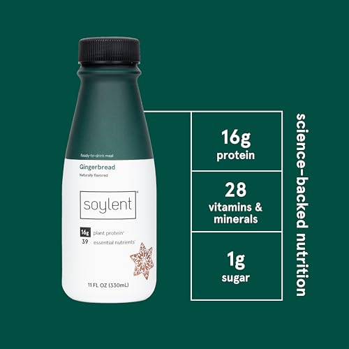Gingerbread Meal Replacement Shake, Plant Based Protein Drink, 11oz (12 Pack) B2352