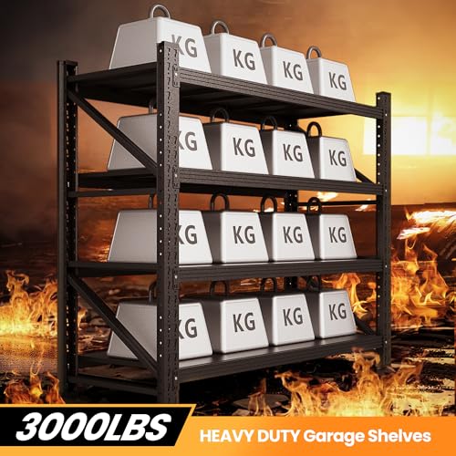 Heavy Duty 4-Tier Metal Garage Shelving Unit, Adjustable Steel Storage Rack D5378