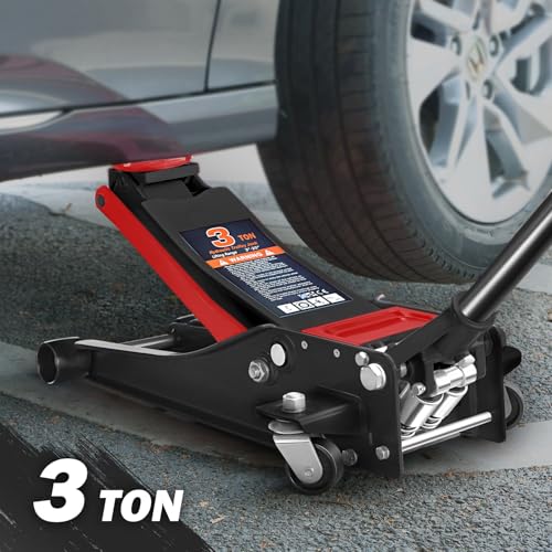 Floor Jack 3 Ton Capacity, Low Profile Heavy Duty Hydraulic Car Jack, Lifting Range 3"-20" O821