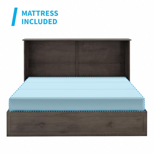 Queen Size Murphy Bed with Tri-Folding Mattress and Charging Station T181