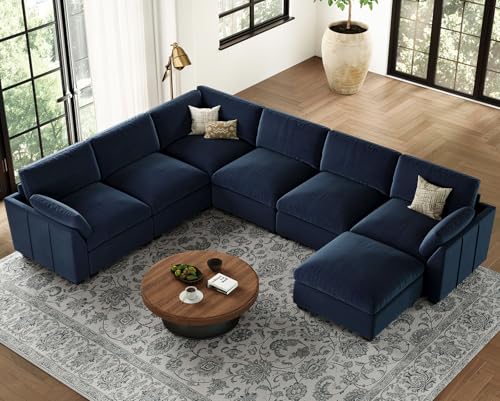 Extra Large Modular Sectional Sofa, 4-Seater L Shaped Couch, Velvet Convertible for Living Room L139