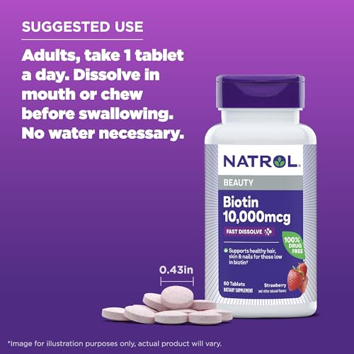 Biotin 10000mcg Dietary Supplement, 200 Tablets C69831