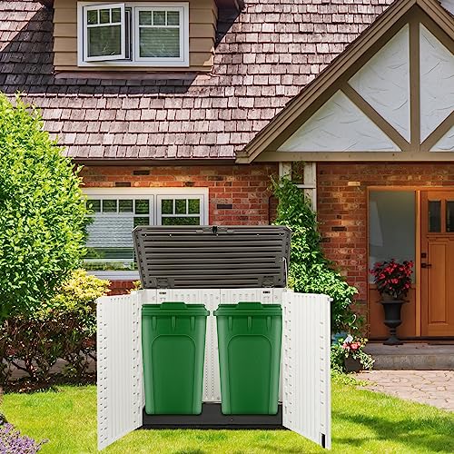 Outdoor Storage Shed, Resin Cabinet with Lockable Weatherproof Design O6489