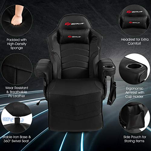 Massage Gaming Chair with Adjustable Backrest and Footrest G669073