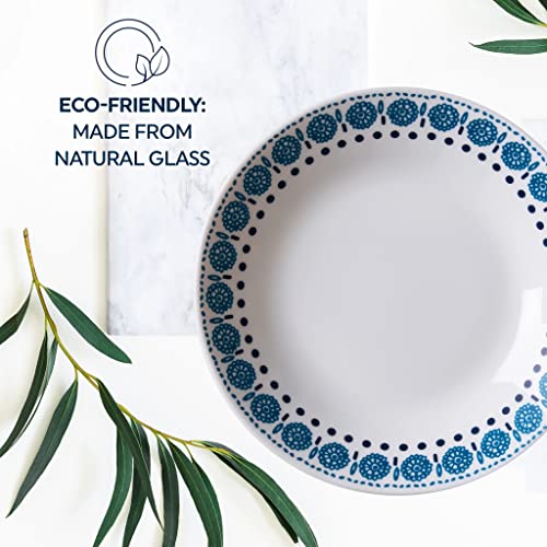 Pasta Bowl Plate Set 4-Piece, 8.5" Higher Rimmed Glass Dinnerware E13529