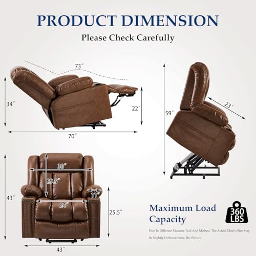 Power Lift Recliner Chair for Elderly with Heat and Massage, Adjustable Positions, Dark Brown P618617