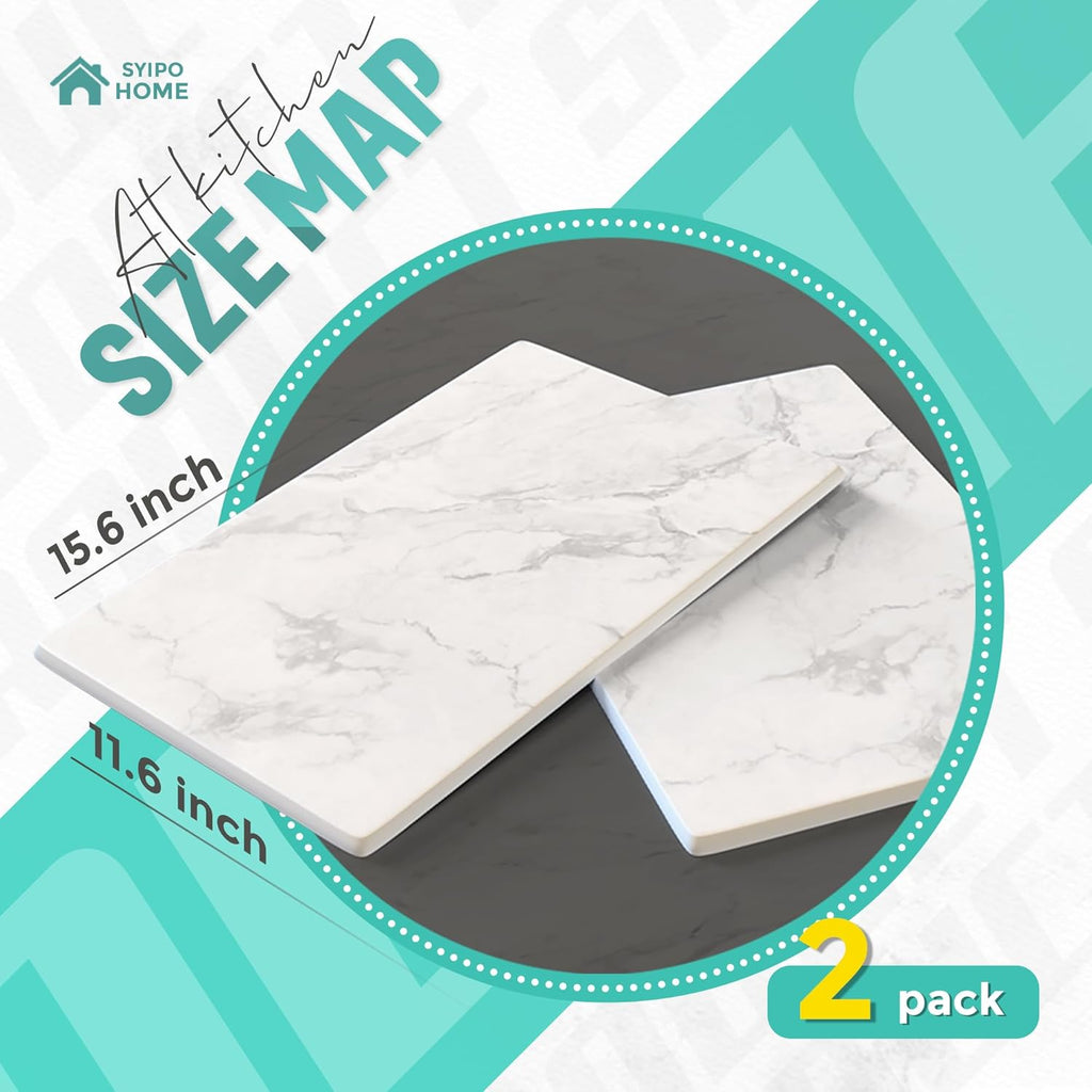 Stone Dish Drying Mat for Kitchen Counter, Absorbent Quick Drying, Non-Slip, White O8464
