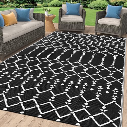 Waterproof Outdoor Rug 5x8 ft, Reversible Plastic Straw Patio Mat Z2613