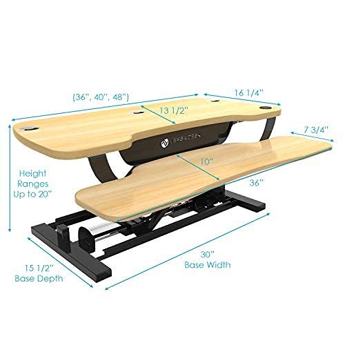 Electric Standing Desk Converter, Height Adjustable Sit to Stand Riser, Dual Monitor Workstation, Black Z74939