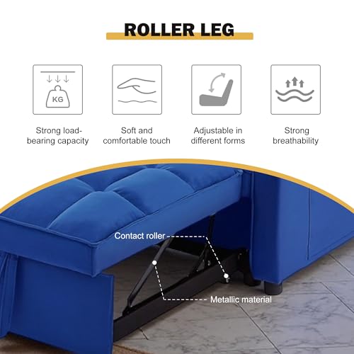 Sleeper Sofa Bed with Side Pocket, Convertible Futon Couch for Living Room X8857