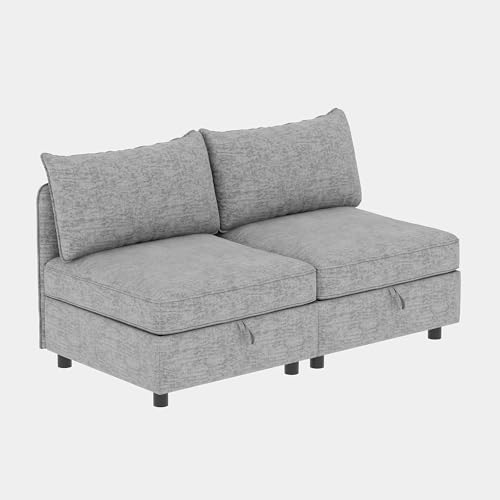 Modular Storage Sectional Sofa with Movable Ottomans, U-Shaped Chenille U839651