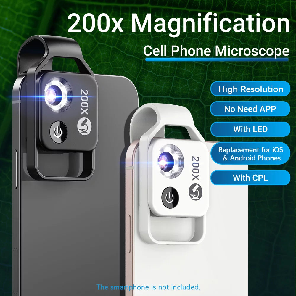 200X Phone Microscope Lens for Plant Hair Skin Examination K78777