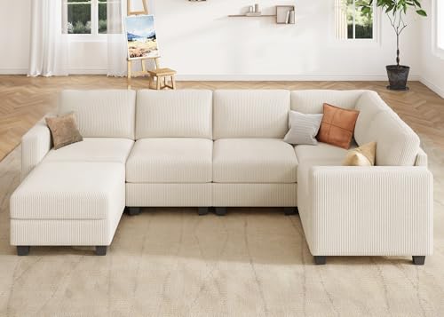 Corduroy Modular Sectional Couch with Storage, L-Shaped, 6 Seater, Dark Gray X823135