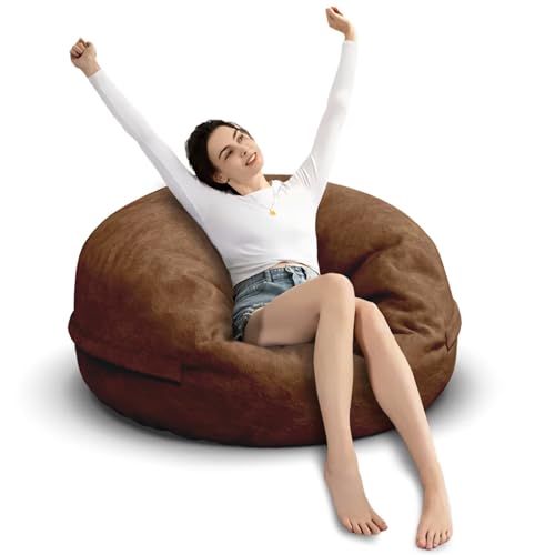 Bean Bag Chair for Adults 3FT, Soft Removable Cover, Light Gray X3039