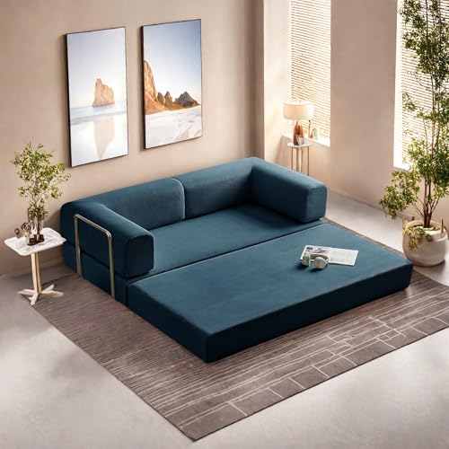 Foldable Floor Sofa Bed with Pillow Back and Armrest, Dark Gray S29408
