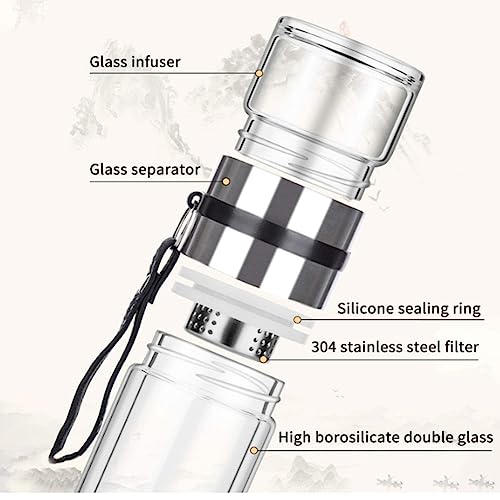 Glass Tea Infuser Bottle Double Wall 15oz with Strainer R70713