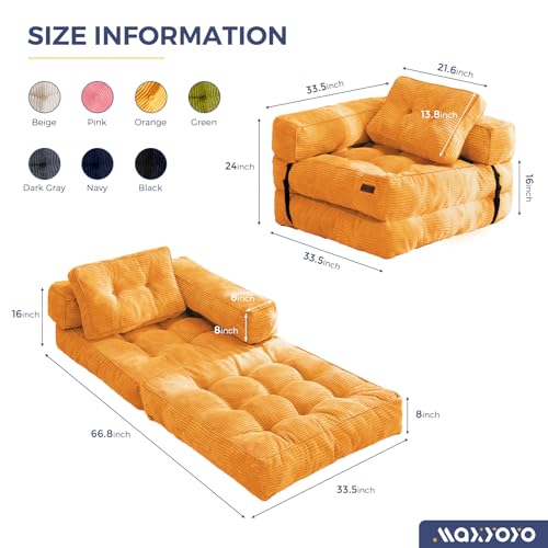 Folding Sofa Bed, L-Shaped Convertible Sleeper Couch with Armrest and Pillow, Dark Grey M375676