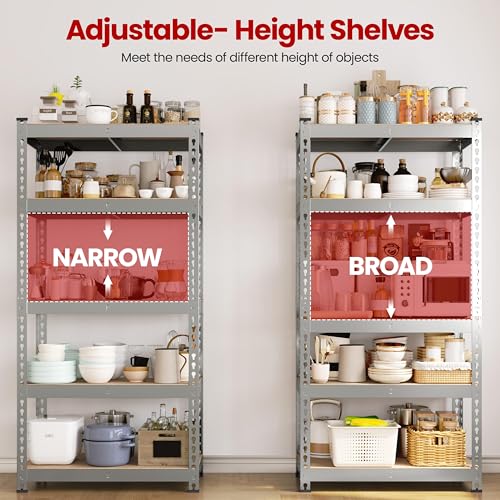 5-Tier Adjustable Metal Shelving Unit for Garage, Pantry, and Warehouse M7734